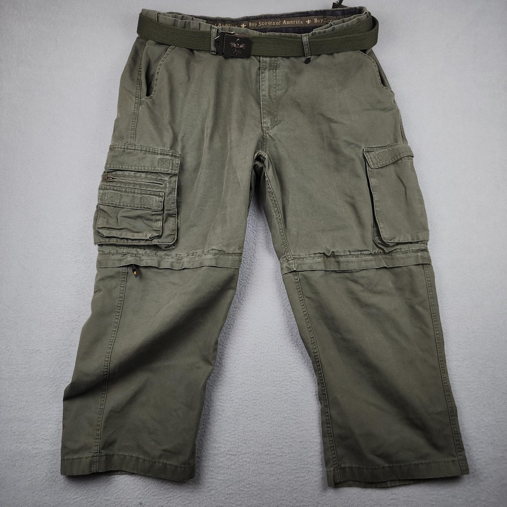 Boy Scouts Of America Pants Womens 18W Green Uniform Cargo Convertible Belted